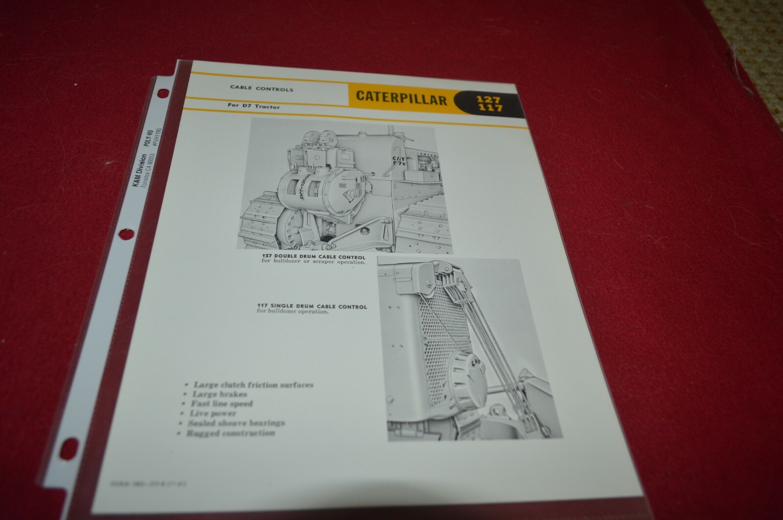 Caterpillar 127 117 Cable Controls For 1961 Dealer&rsquo;s Brochure AMIL16