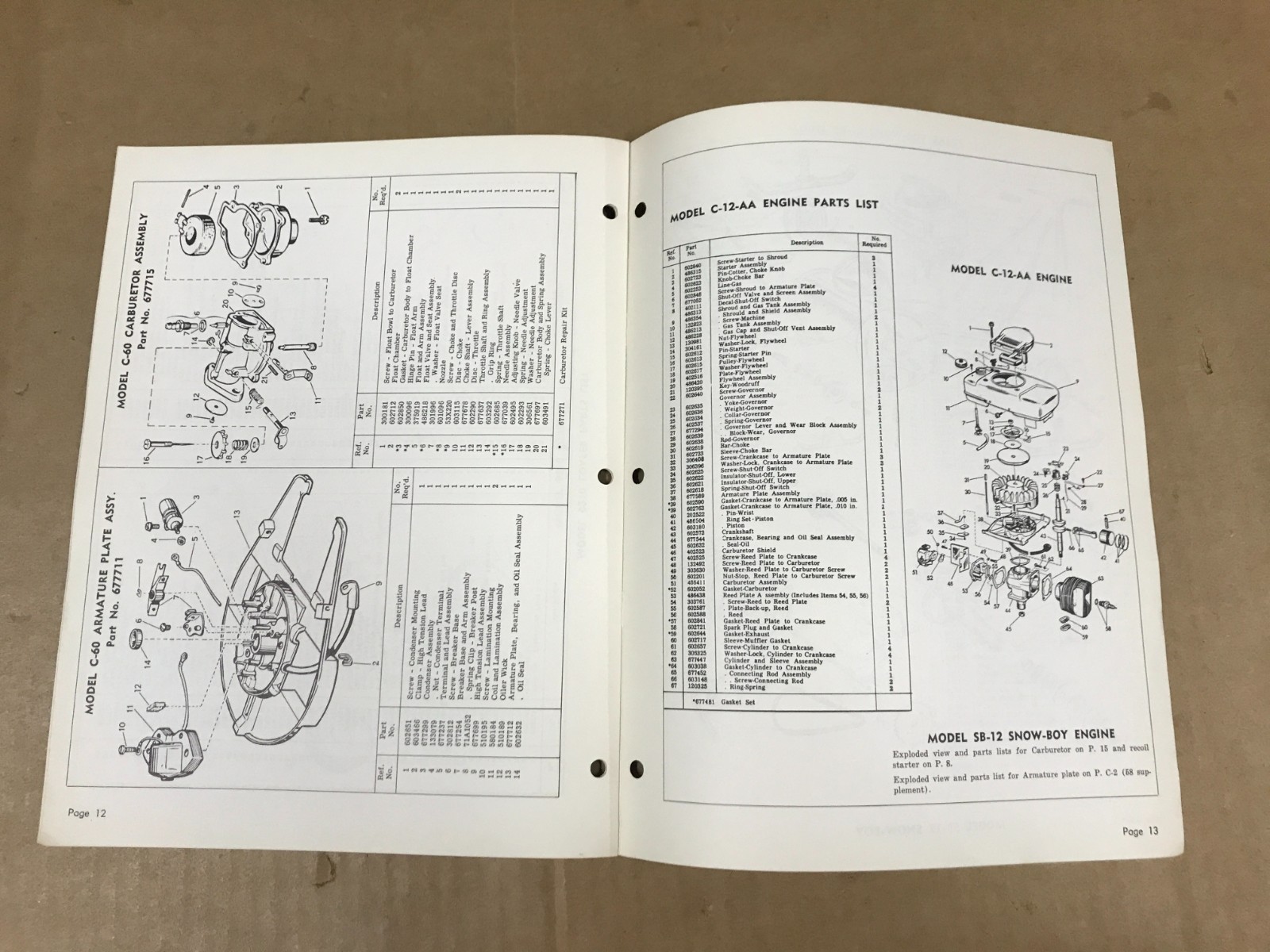 VTG 1959 Lawn Boy Illustrated Parts List – Mowers & Engines,Snow-Boys & Loafers