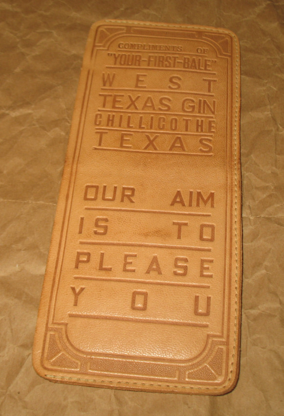 Vintage Your-First-Bale Billfold – Chillocothe Texas Cotton Gin