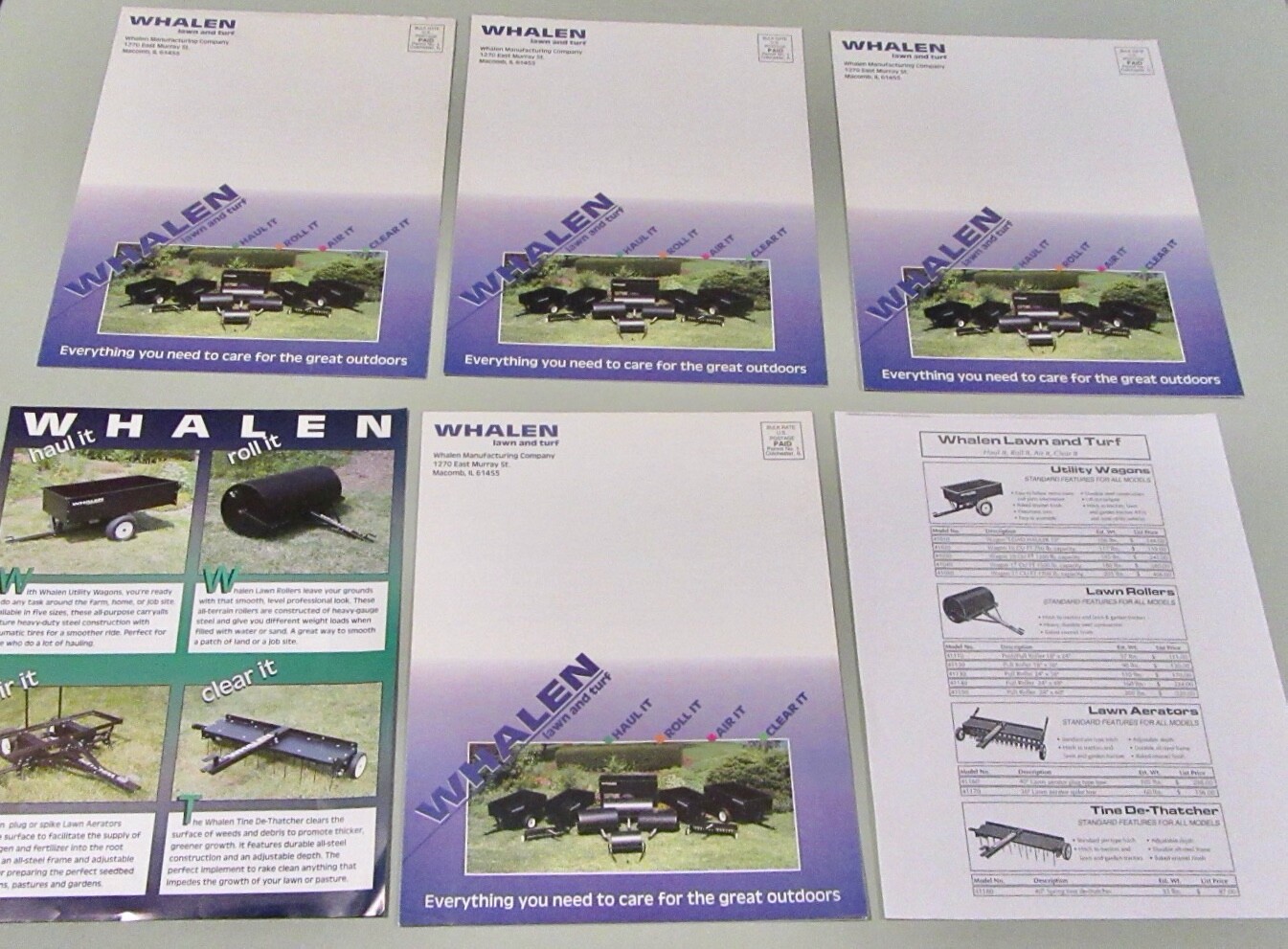 Whalen (Yetter) Lawn &Turf Sales Brochures With Prices (Lot of 6) 1994 – 1996