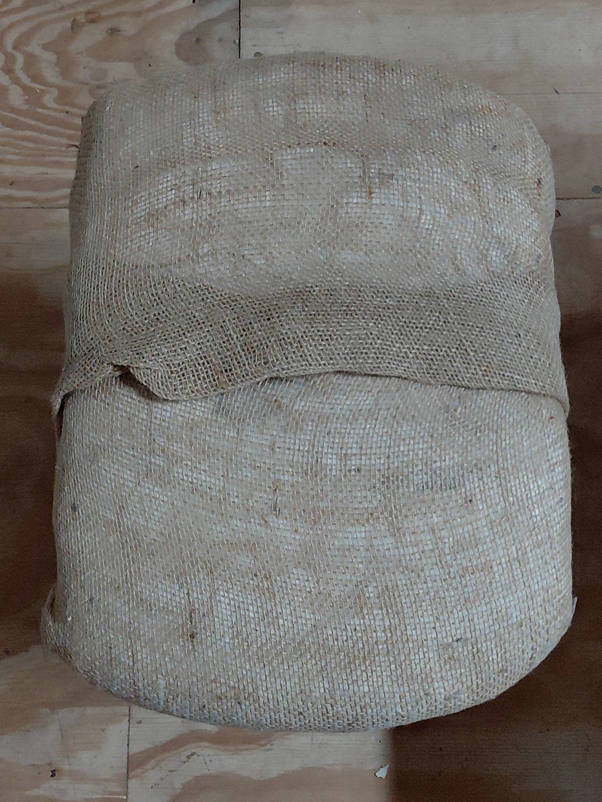 LARGE Vintage 33 Lb. Bale Of Raw USA Cotton Burlap Wrapped 21in x 18in x 13in