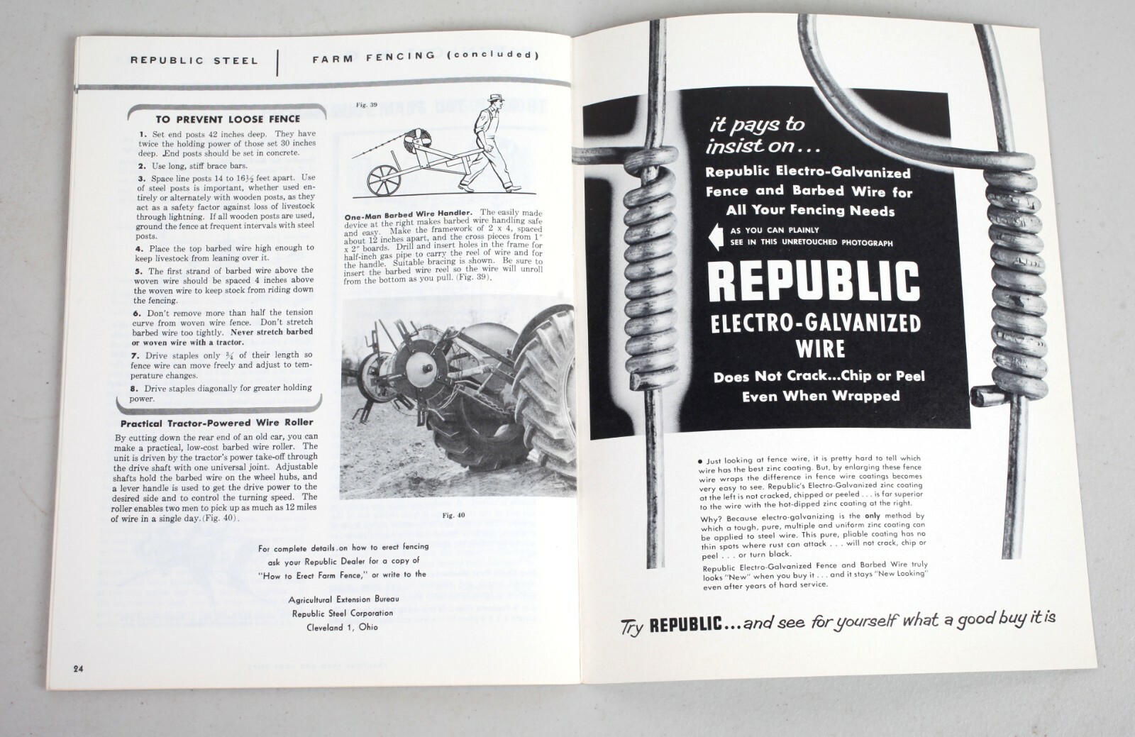 Vintage 1950s Republic Steel Wire Division Farm Mechanics & Fencing Catalog