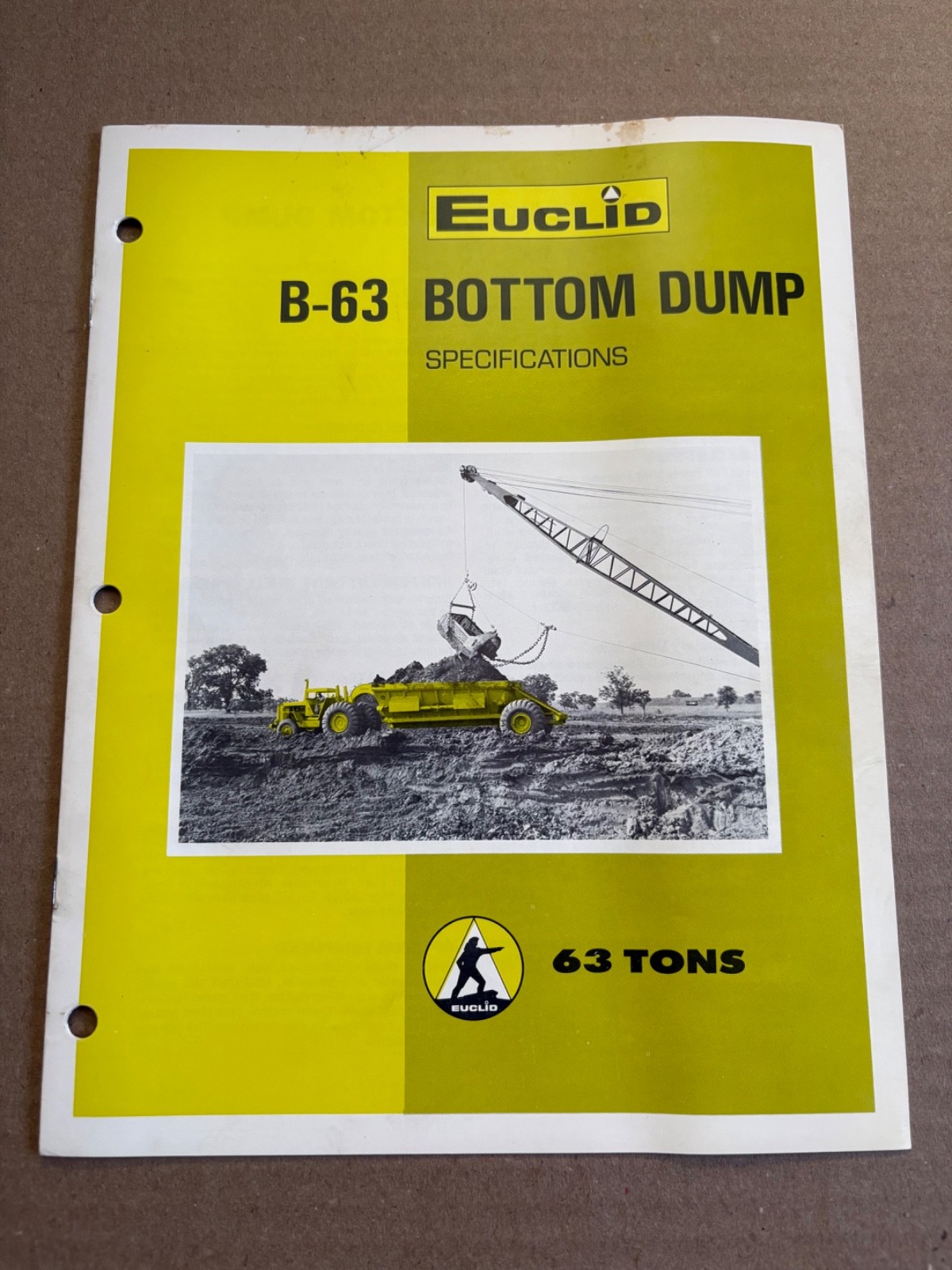 Vintage Euclid B-63 Bottom Dump Earth Mover Specifications Sales Brochure