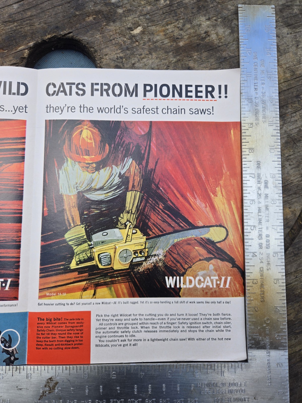 Vintage 1960&rsquo;s Pioneer (OMC) Chainsaw Brochure For 11-10 & 14-10 Wildcat I & II