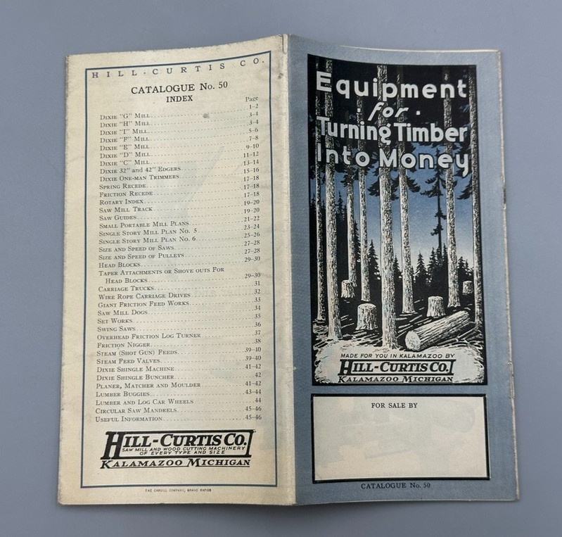 1920s Hill-Curtis Co Catalog 50 Saw Mill Machinery Lumber Timber Tool MI Antique