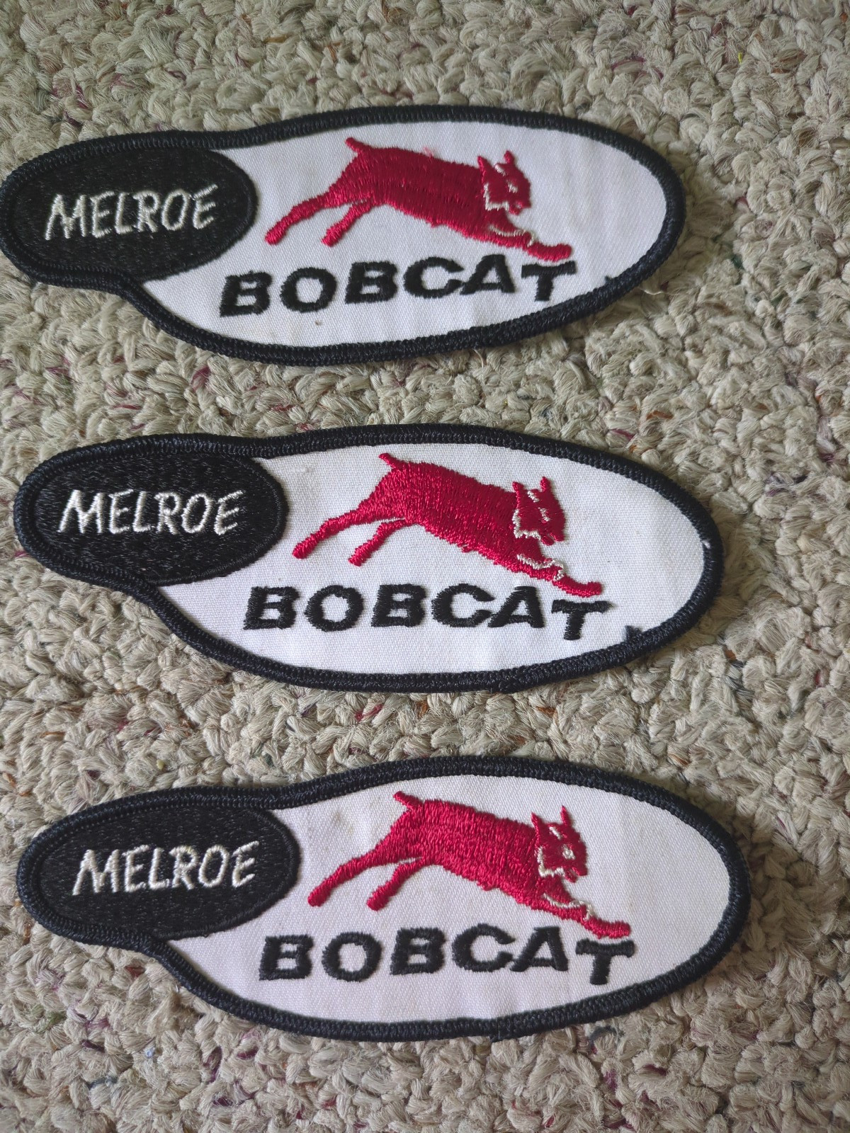 Vintage Melroe Bobcat Embroidered Advertising Patch Black Cream Red Agriculture