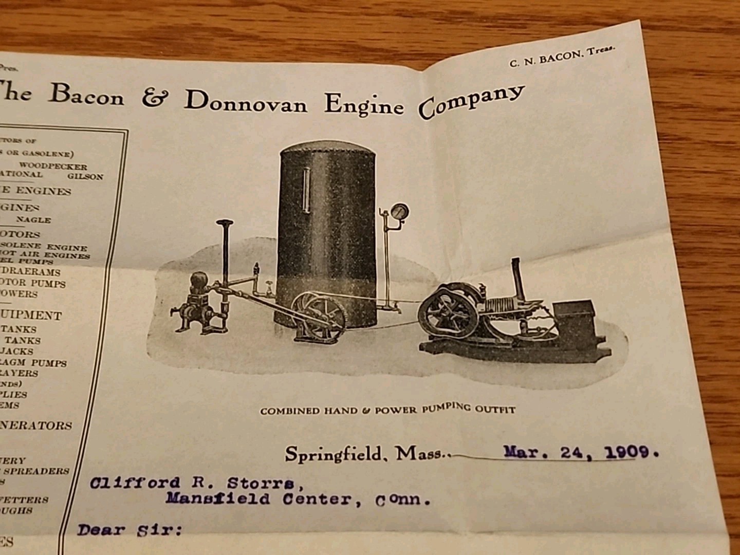 Bacon & Donnovan Engine Co Letterhead Alamo Miami Woodpecker Domestic Gilson
