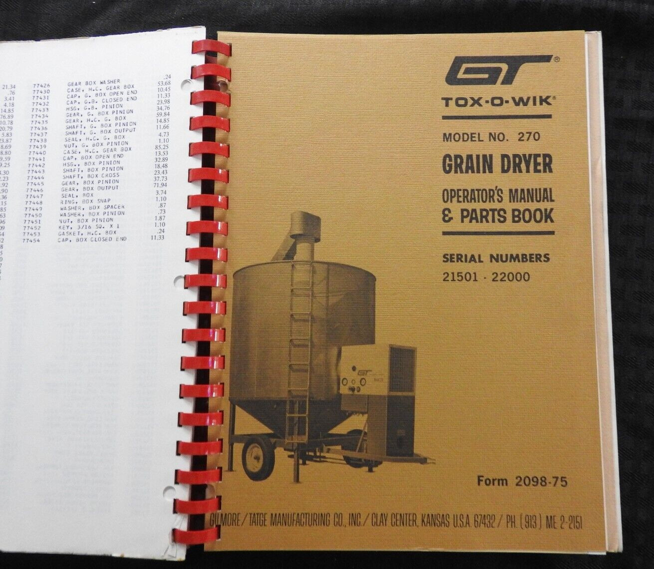 1976 GT TOX-O-WIK GRAIN DRYERS DEALER SALES CATALOG Gilmore-Tatge Clay Center KS