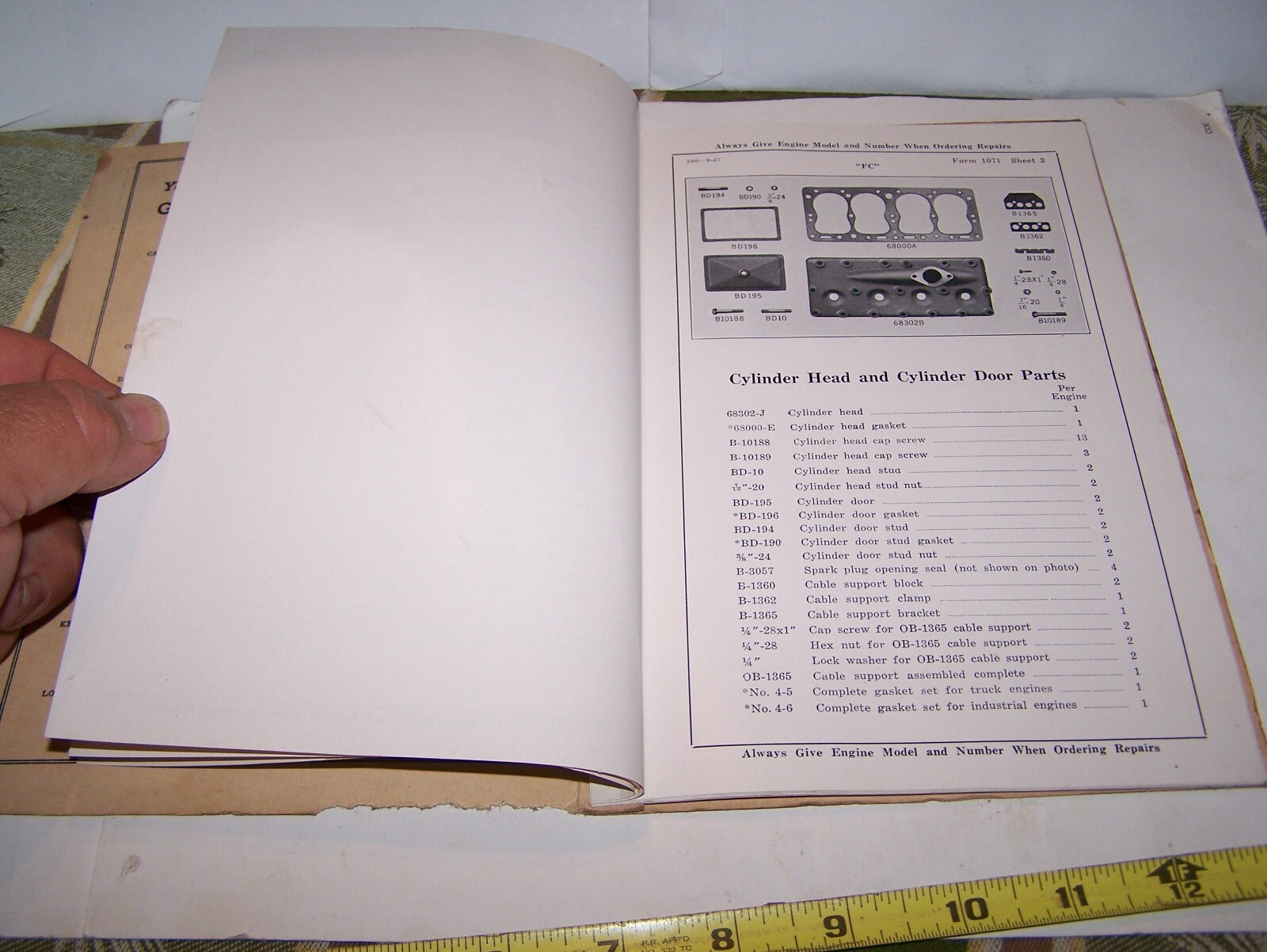 WAUKESHA FC Tractor Engine Power Unit Parts Book List Hit Miss Gas Engine Steam