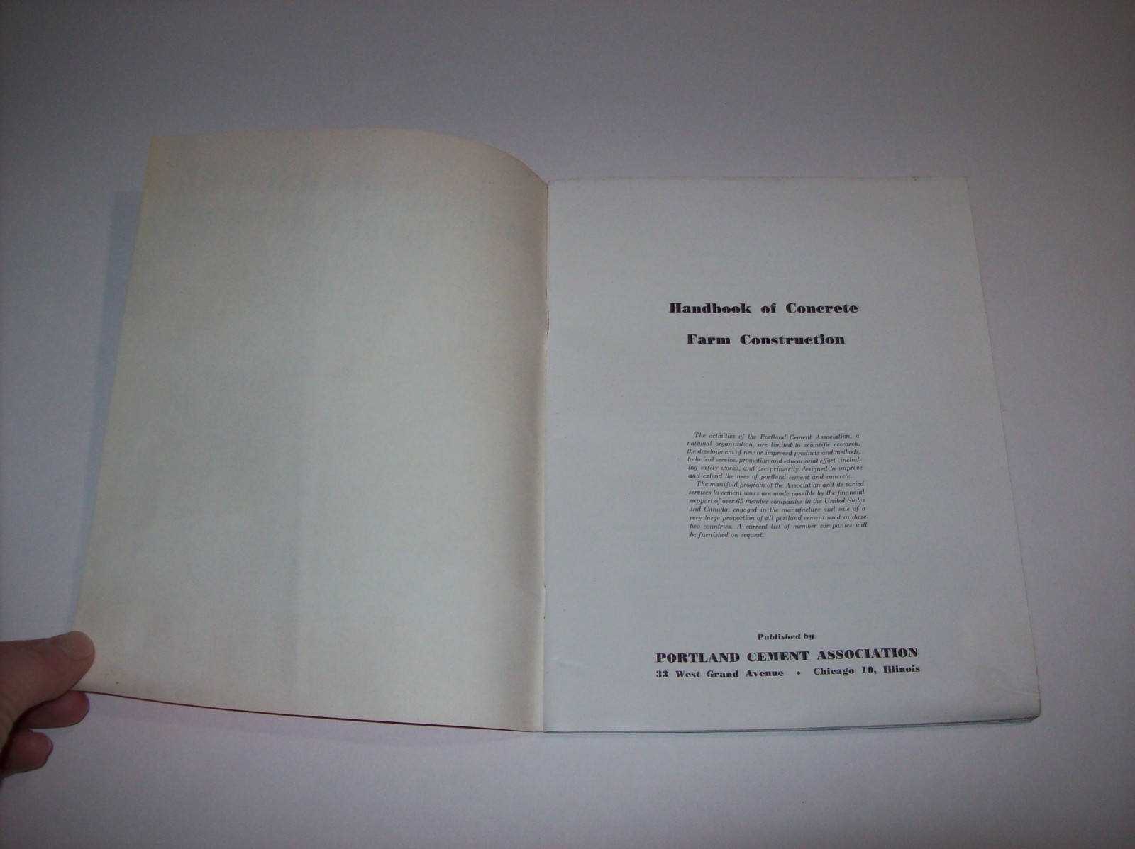 Vintage 1949 HANDBOOK OF CONCRETE FARM CONSTRUCTION, Portland Cement Association