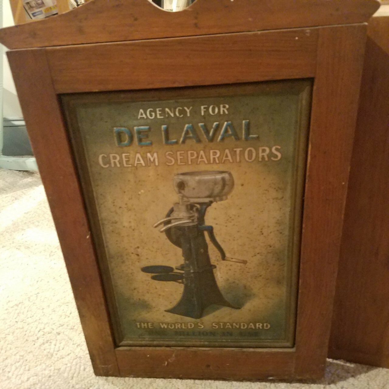 ANTIQUE DE LAVAL CREAM SEPARATORS AMERICAN OAK PARTS CABINET, W/ ORIGINAL PARTS