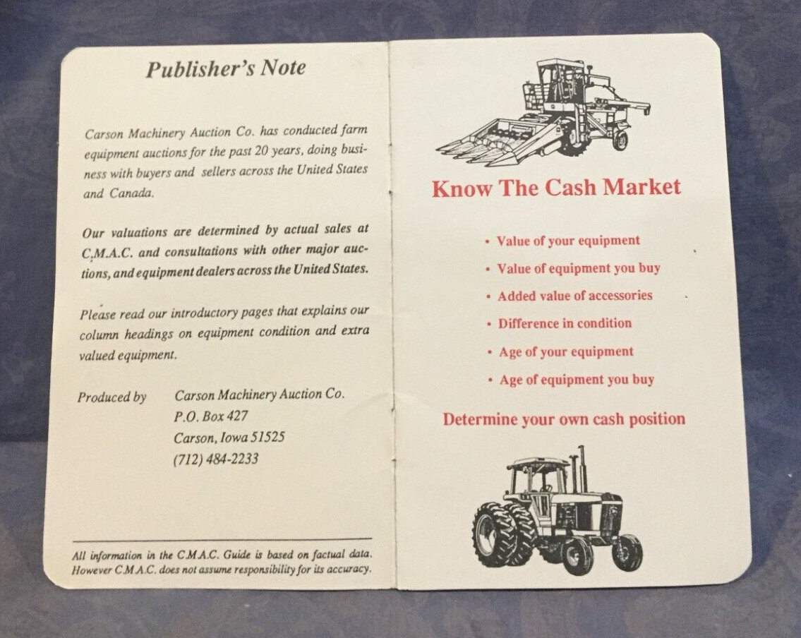 C.M.A.C. Used Farm Machinery Guide 1991 Advertising Notebook