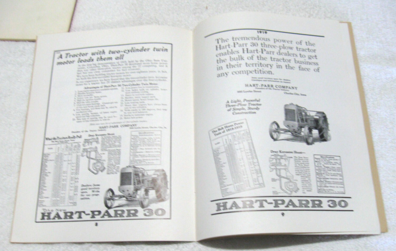 1908 – 1919 HART PARR ADVERTISING HISTORY BOOK BY KING
