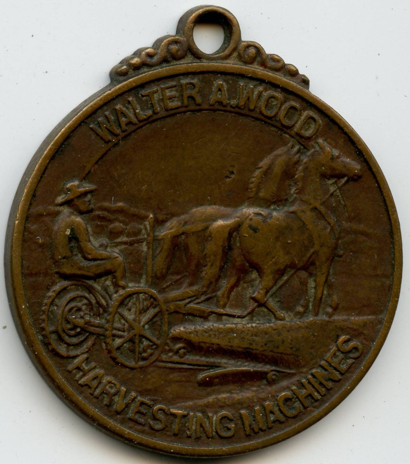 Hoosick Falls, New York NY Walter A. Wood Harvesting Machines Horse Thresher Fob