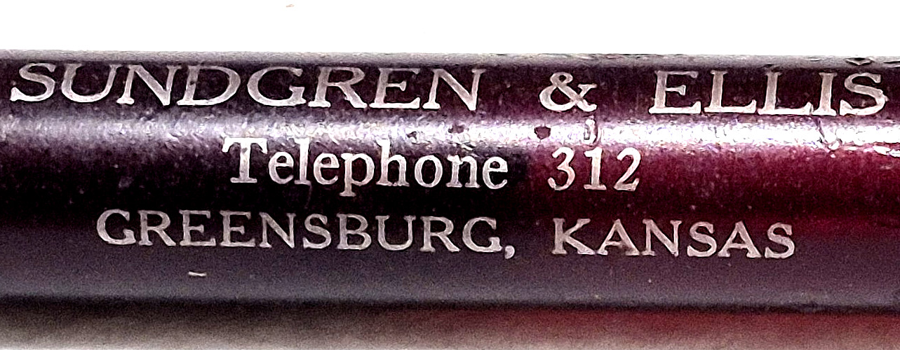 « MASSEY-HARRIS * Sungren & Ellis & Phone 312 * Greensburg, Kansas » Bullet Pencil
