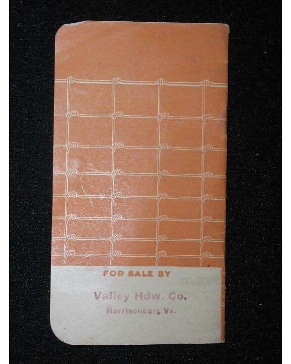 Royal Fence by American Steel & Wire Co.~Sm. Memo Bok 1912~Valley Hdw.Co.Harriso