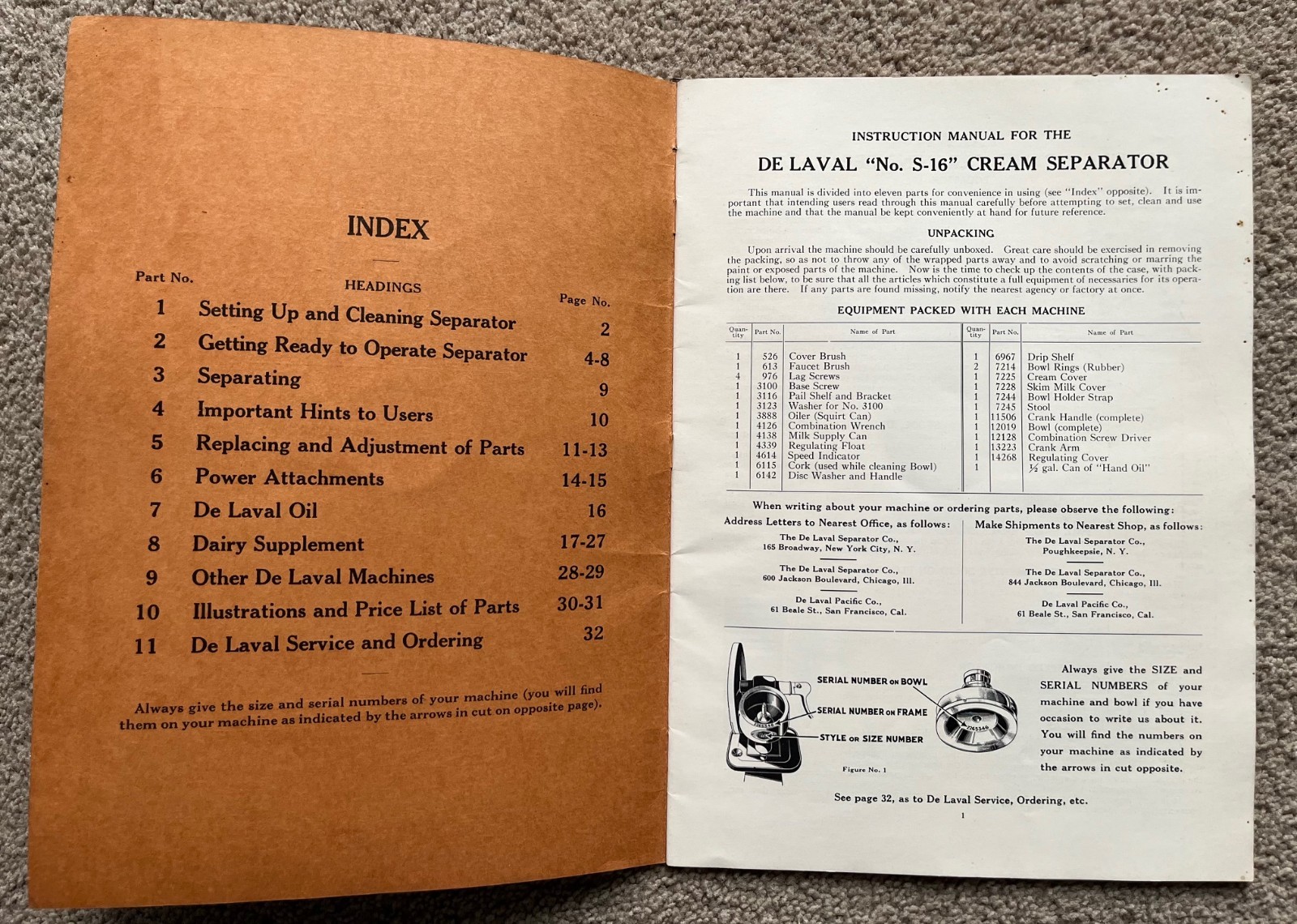 2 DELAVAL CREAM SEPARATOR INSTRUCTION MANUALS