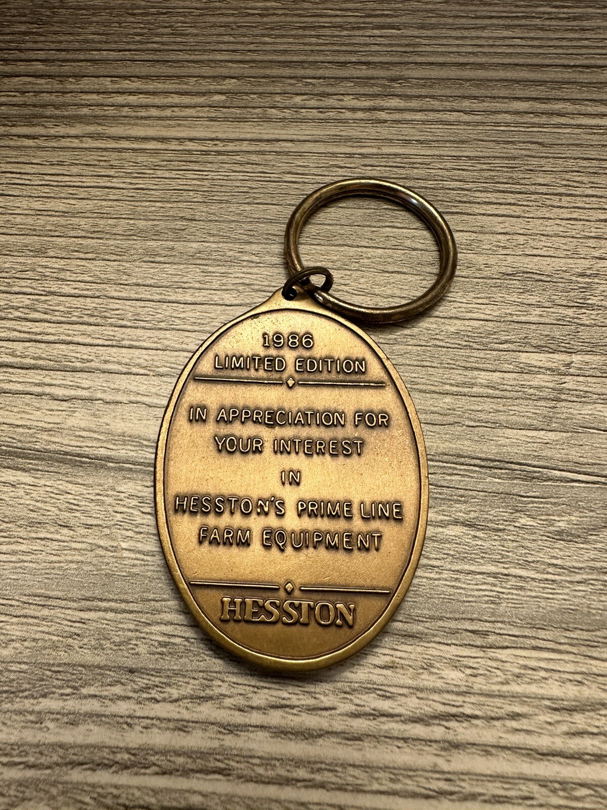 Vintage 1986 Hesston Prime Line Limited Edition Metal Key Chain