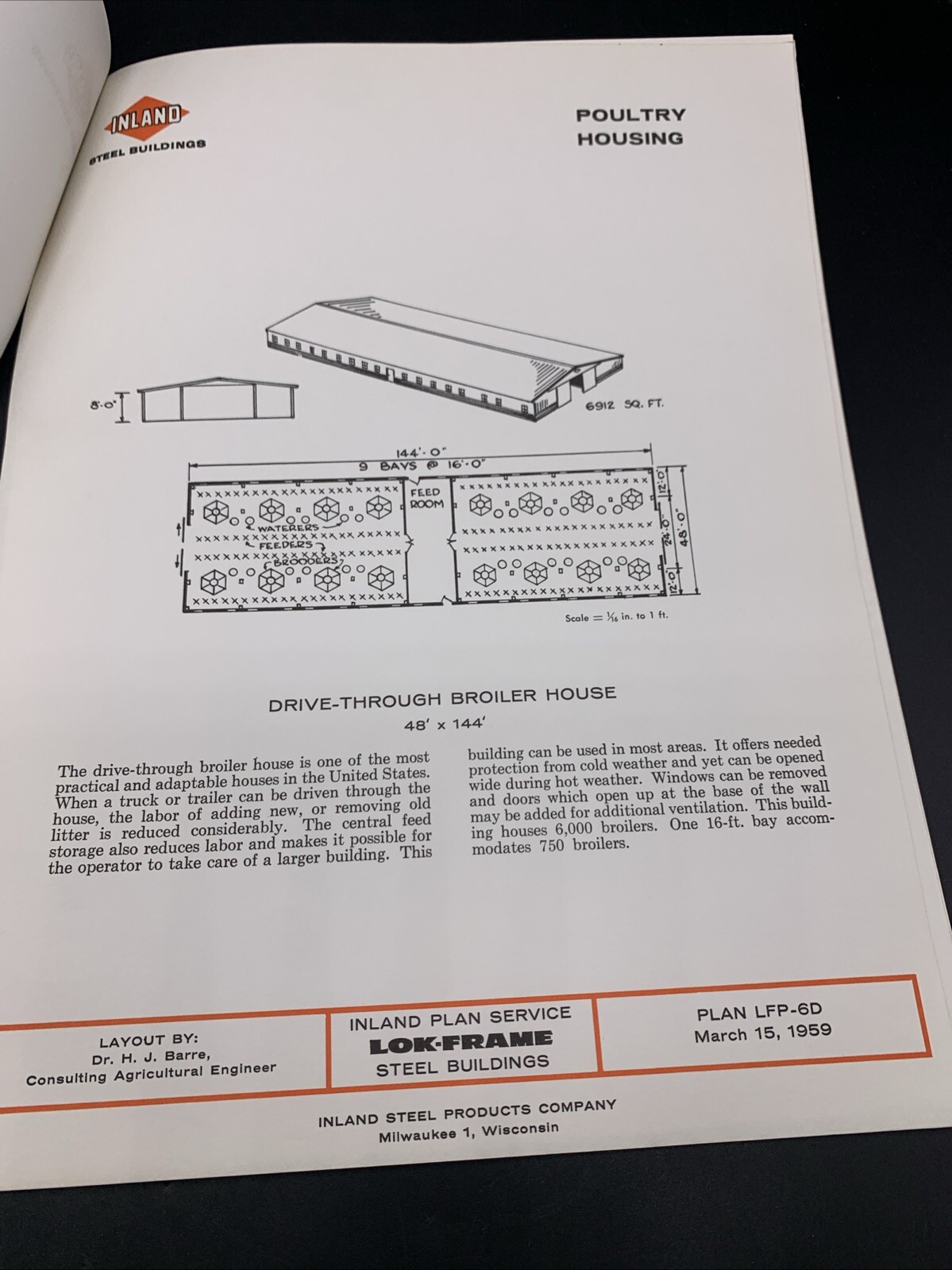 Rare 1959 Inland Steel Agricultural Buildings Plans & Specs-Hogs-Sheep-Poultry