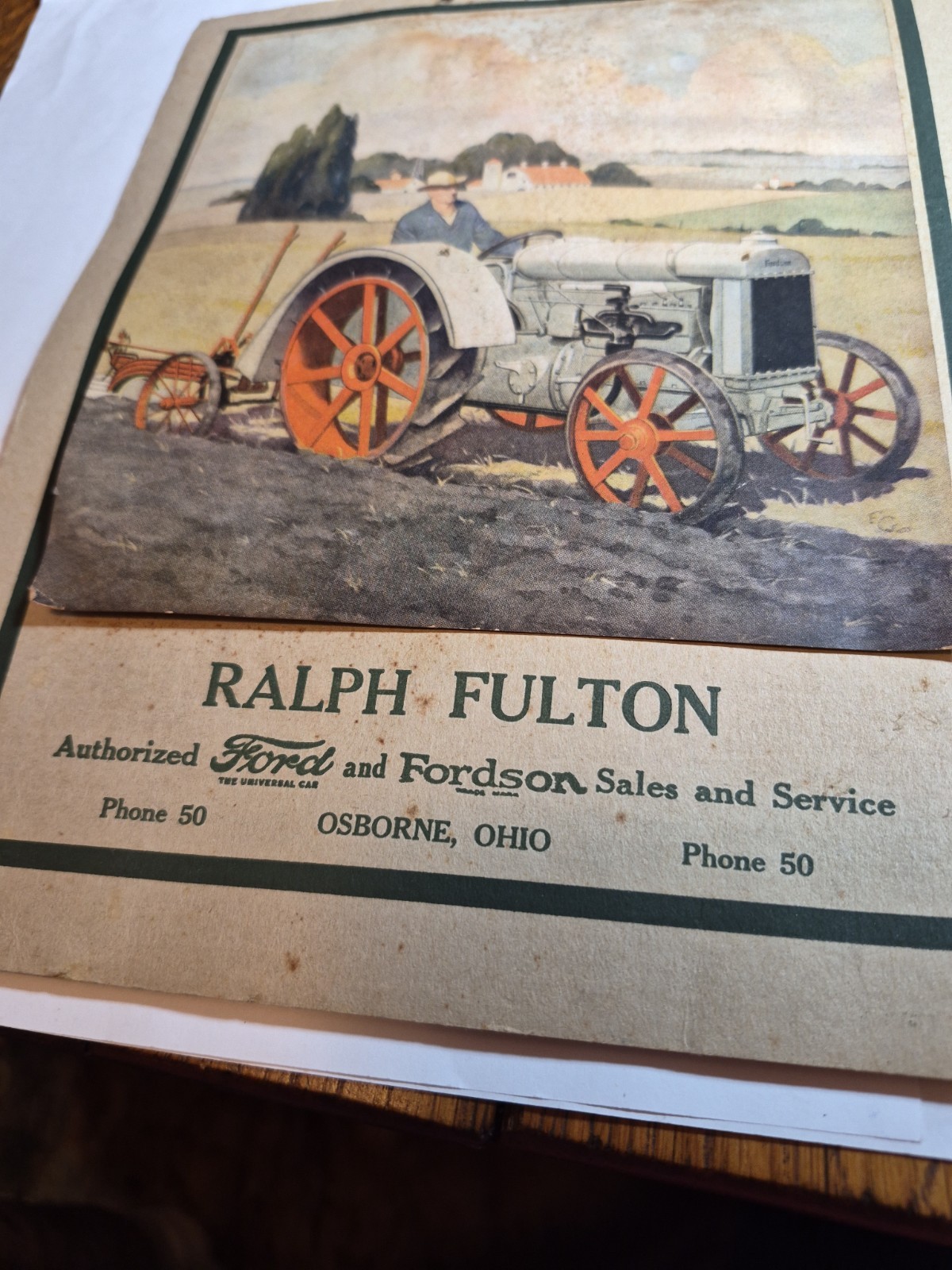 RALPH FULTON FORDSON TRACTOR CALENDAR AND PARTS LIST VINTAGE 100 Years Old! 1926