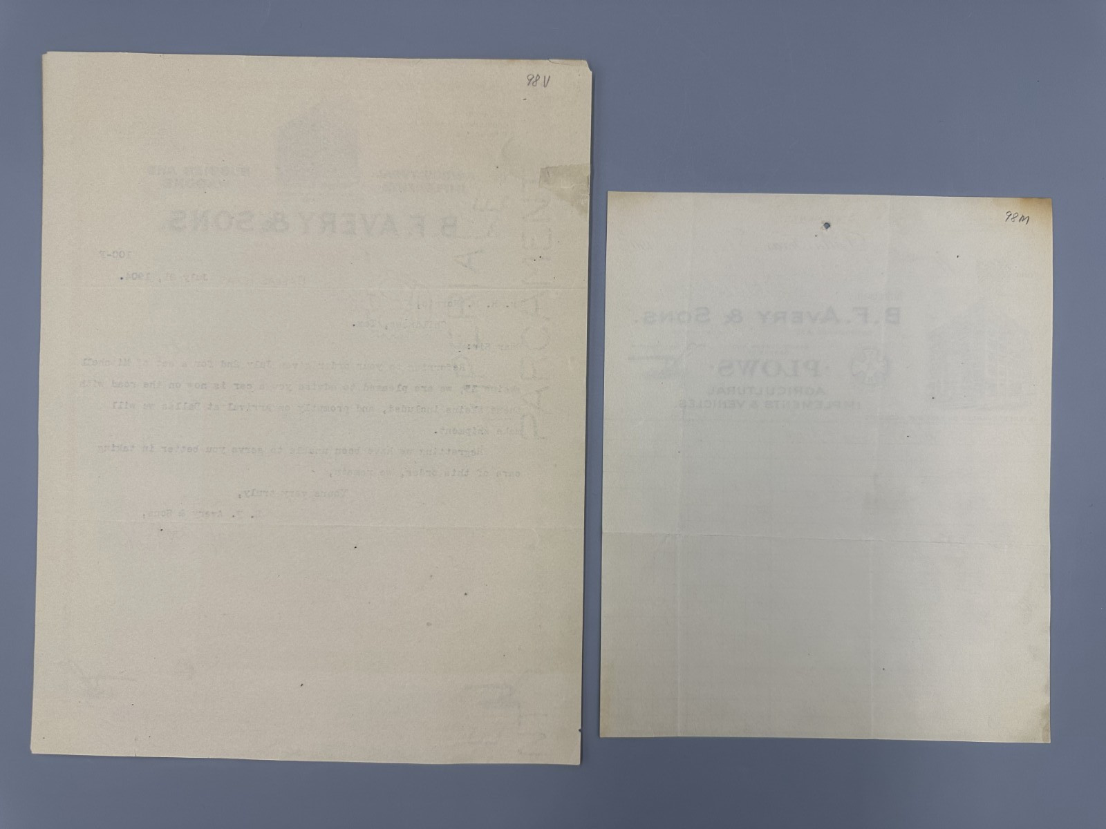 1904 B F AVERY & Sons PLOWS Letter DALLAS Texas FARM Advertising Receipt Antique