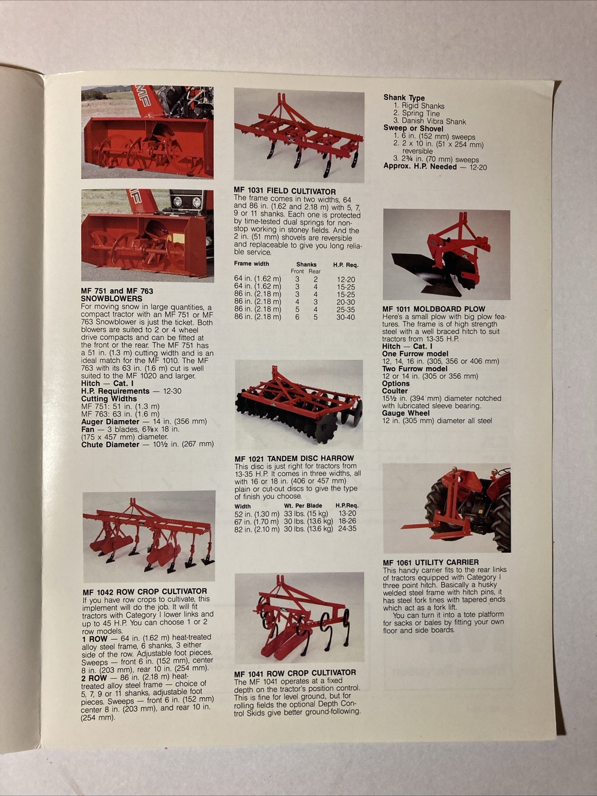 MASSEY-FERGUSON COMPACT IMPLEMENTS 4 PAGES SALES BROCHURE