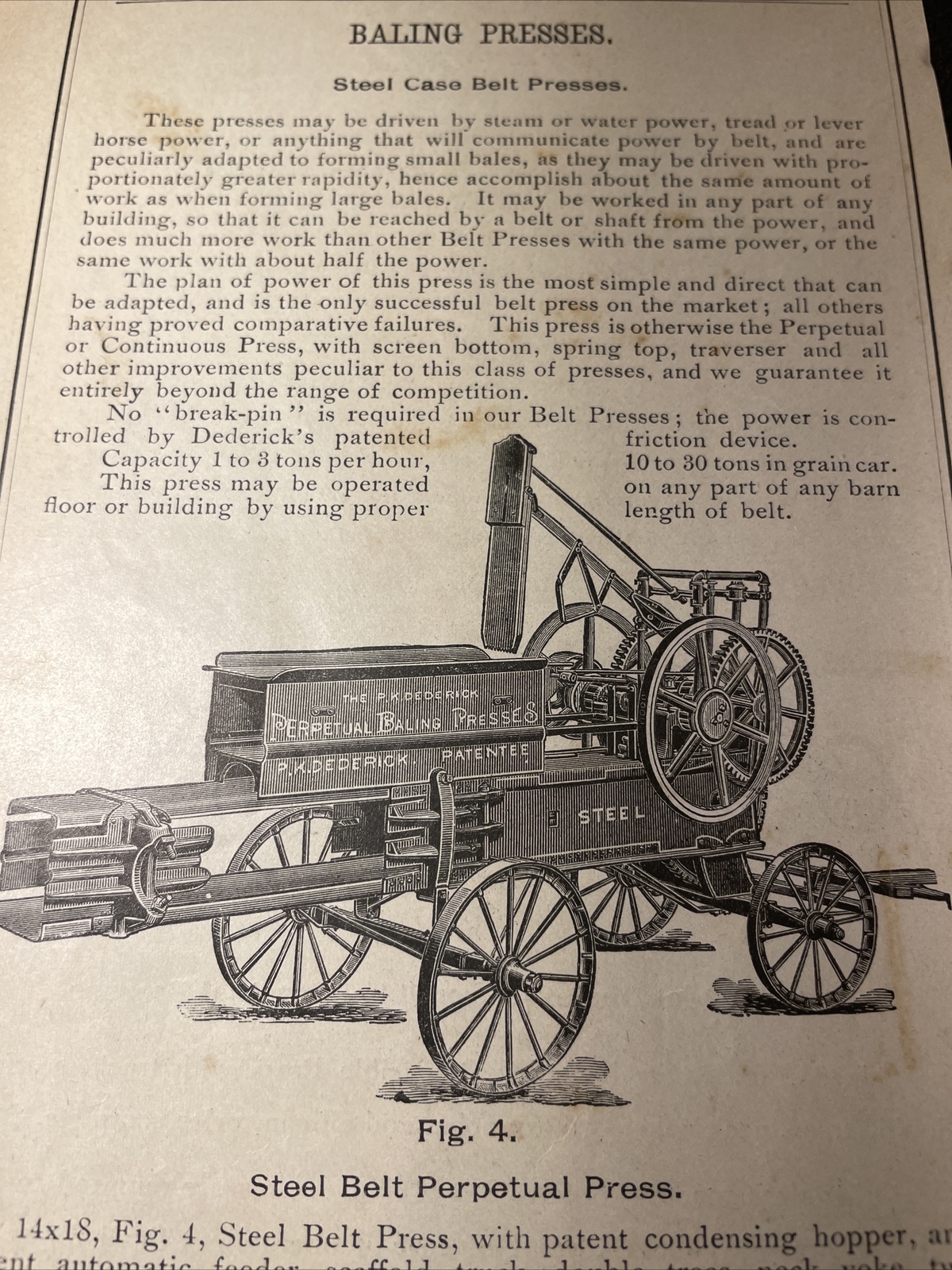 1891 Baldwin – Dederick Bailing Press – Farm Advertising – New Orleans Louisiana