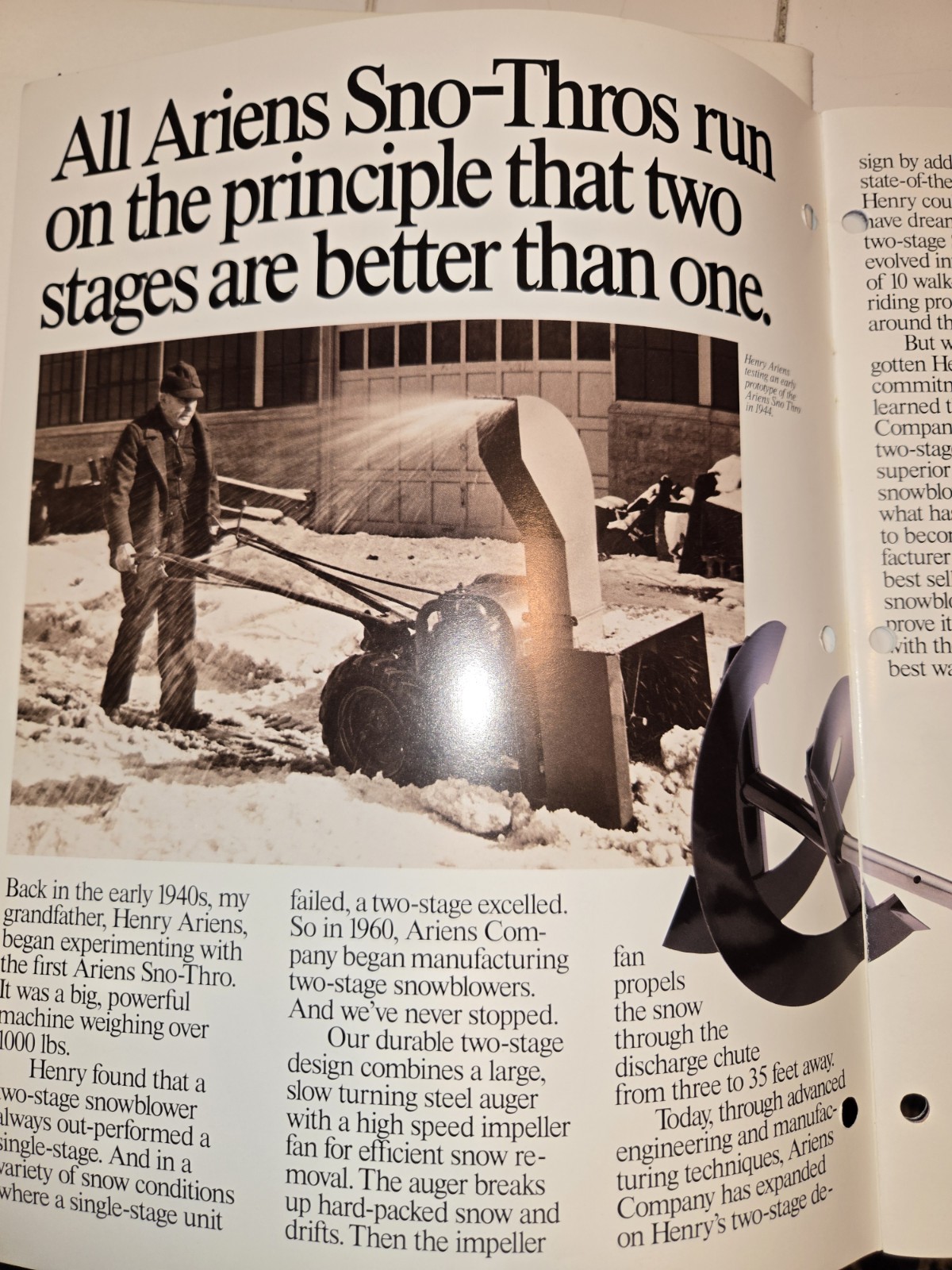 1987 1988 ARIENS DEALERSHIP ADVERTISING BROCHURES SNO-THROS