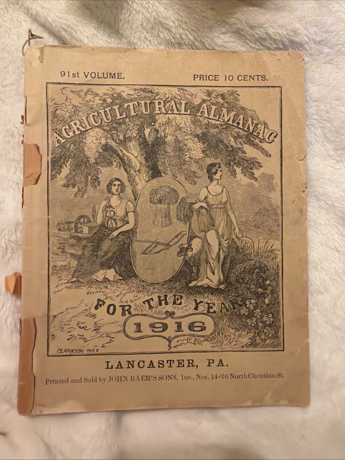 Agricultural Almanac 1916 Lancaster, Pennsylvania John Baer&rsquo;s Sons