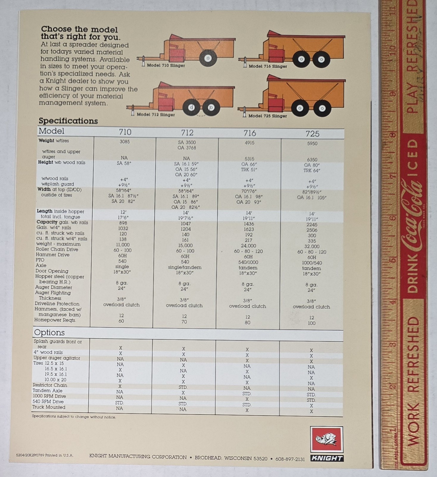 Knight Slinger 700 Series Manure Spreaders Vintage Farm Advertising Brochure
