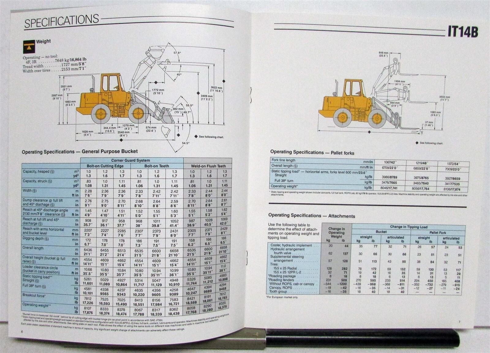 1990 Cat IT14B Track Integrated Toolcarrier Construction Sales Brochure