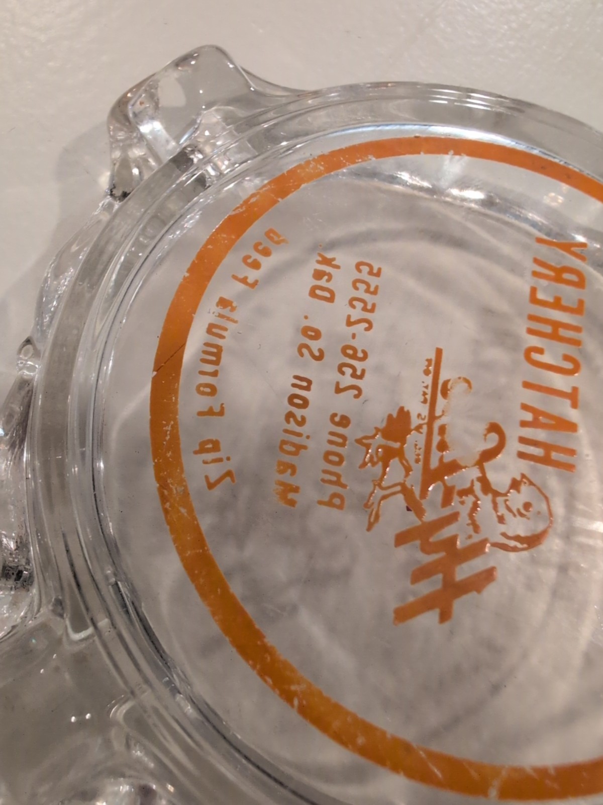Vtg Sunshine Hatchery Glass Ashtray Madison South Dakota Zip Feed Hy-Line