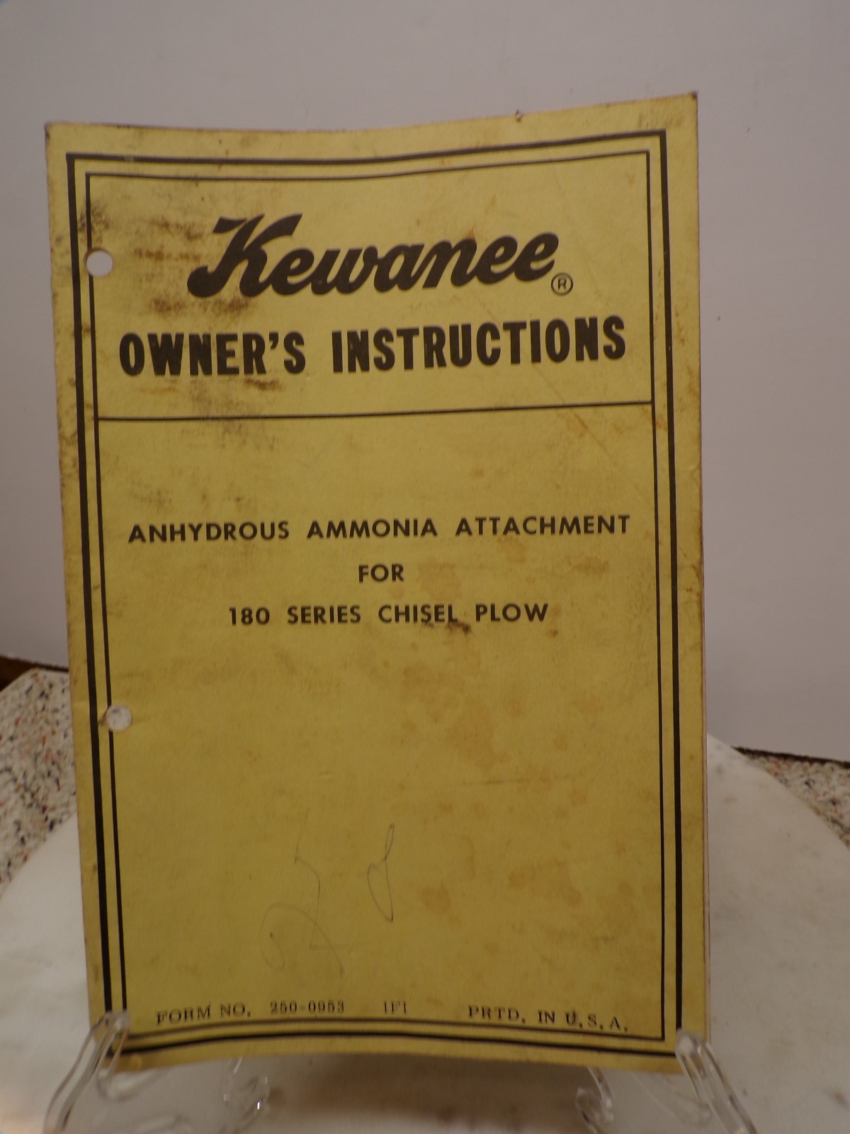 Kewanee Owners Manual 180 Series Chisel Plow & Anhydrous Ammonia Att. Illinois