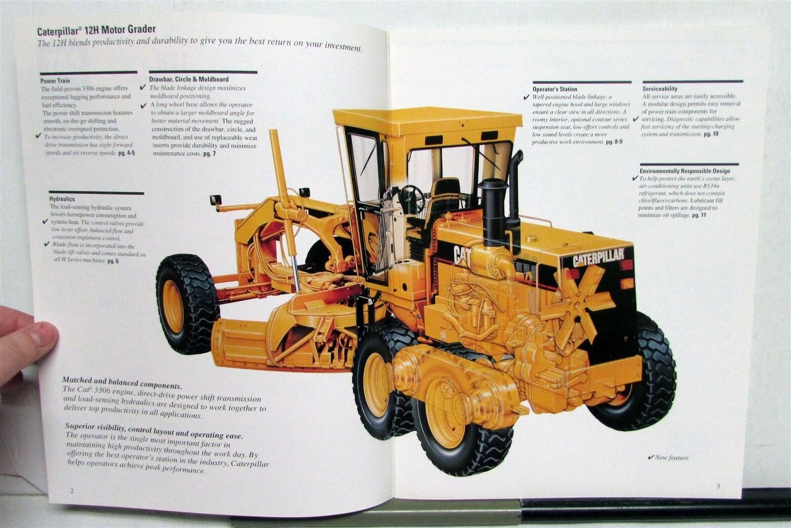 1995 Caterpillar 12H Road Motor Grader Specifications Construction Sale Brochure