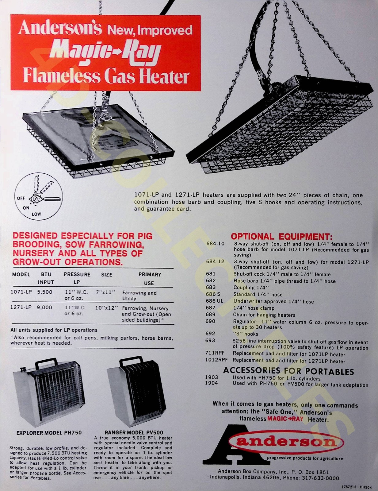 Vintage Anderson&rsquo;s Magic-Ray Gas Heater Brochure Spec Sheet Farm Equipment