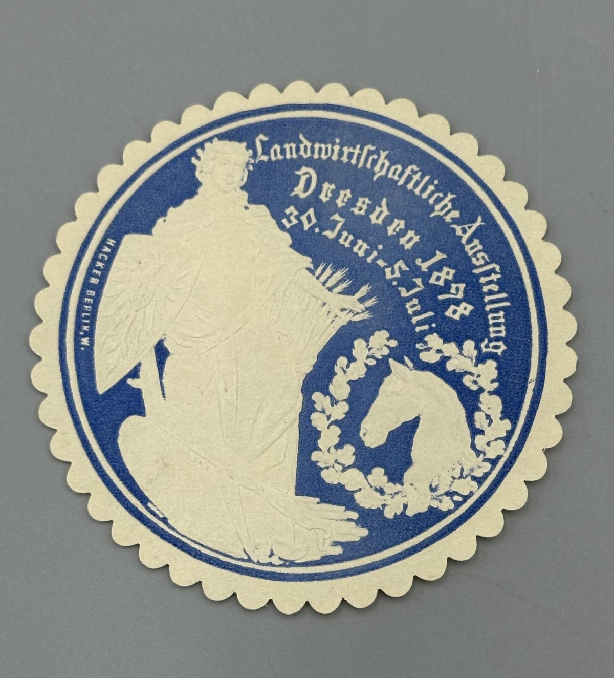 1898 DRESDEN Germany FARM EXPO Agricultural Advertising POSTER STAMP Cinderella