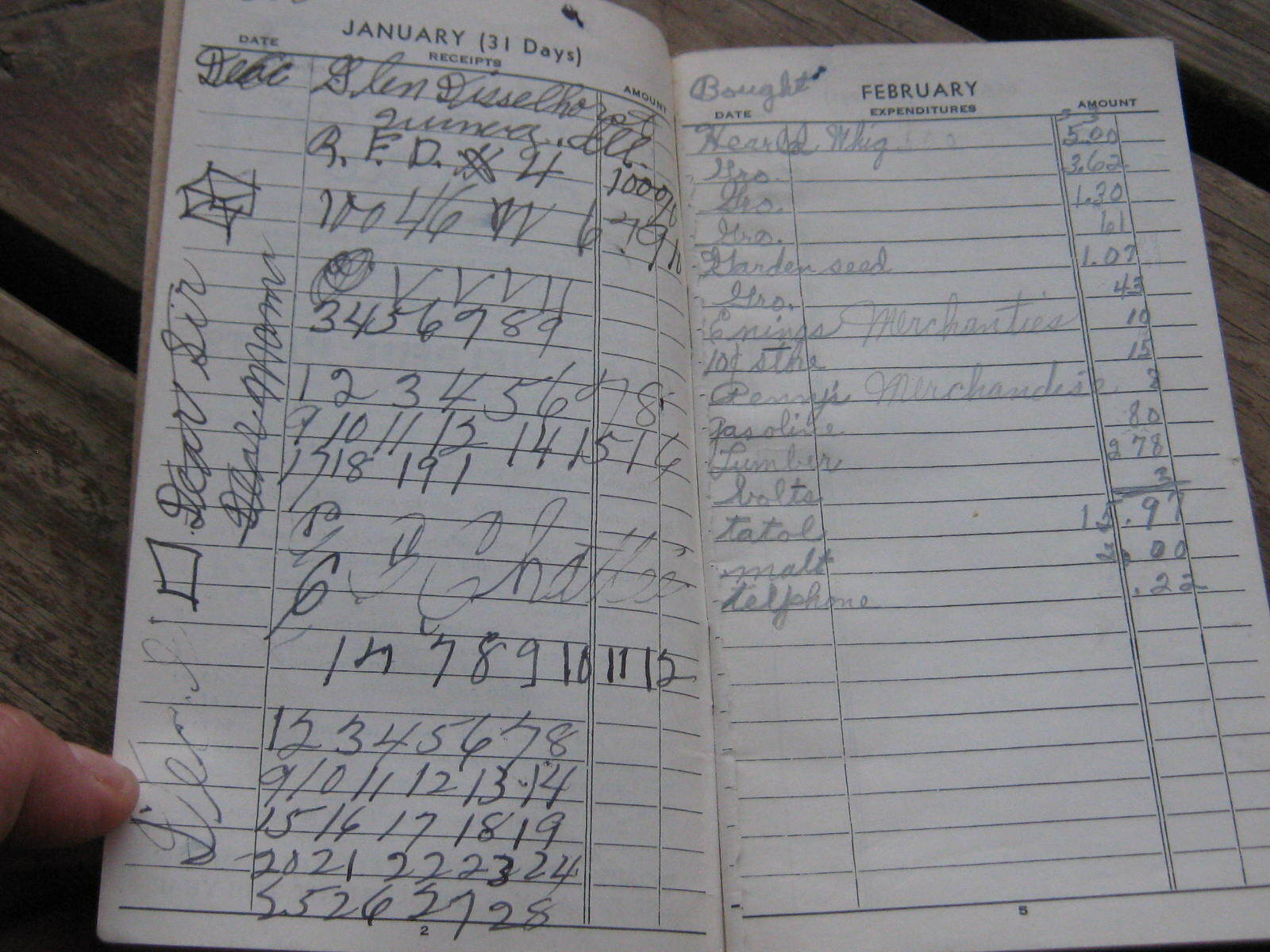 Used 1940 Farm & Livestock Record Book MERKEL Bros Hardware Co Quincy Illinois