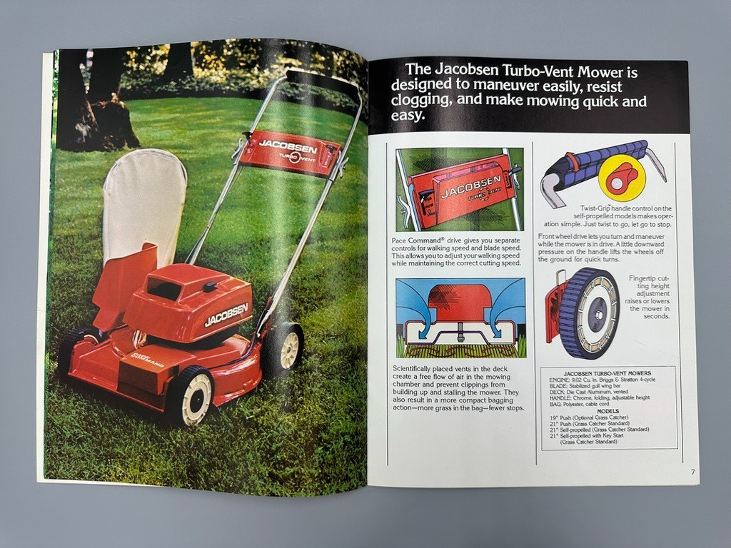1977 JACOBSEN LAWN TRACTORS Riding Mower Advertising Catalog Vintage