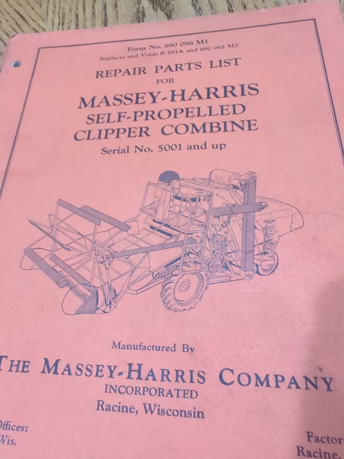 Massey Harris 1950&rsquo;s Combine Sales Booklet Full Color Lot Of 2 Combine Pts &Man