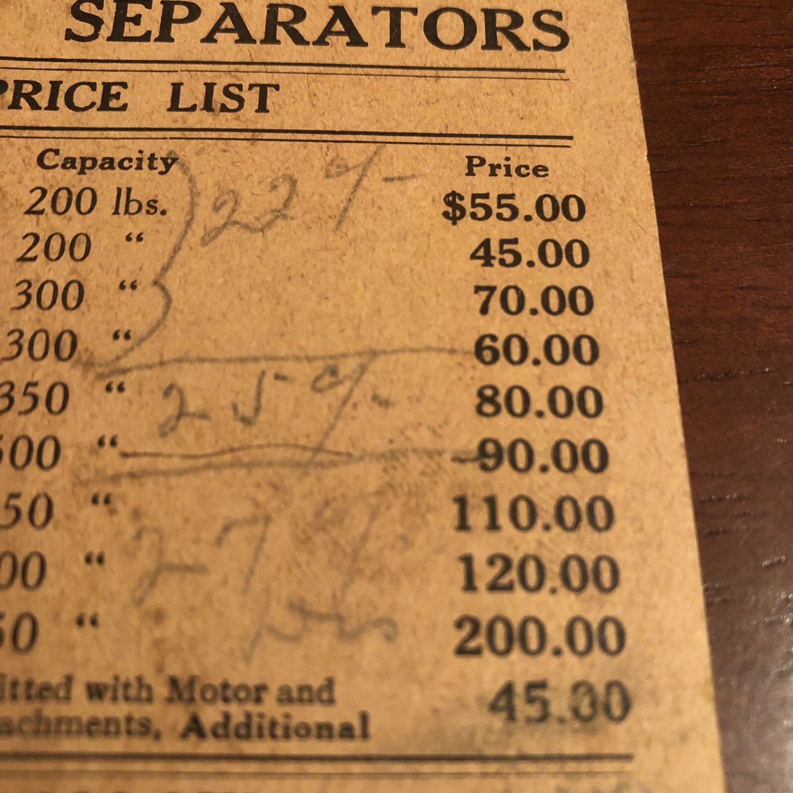 1926 VERMONT MACHINE Co. Cream Separators Price List ~ Bellows Falls VT ~VINTAGE