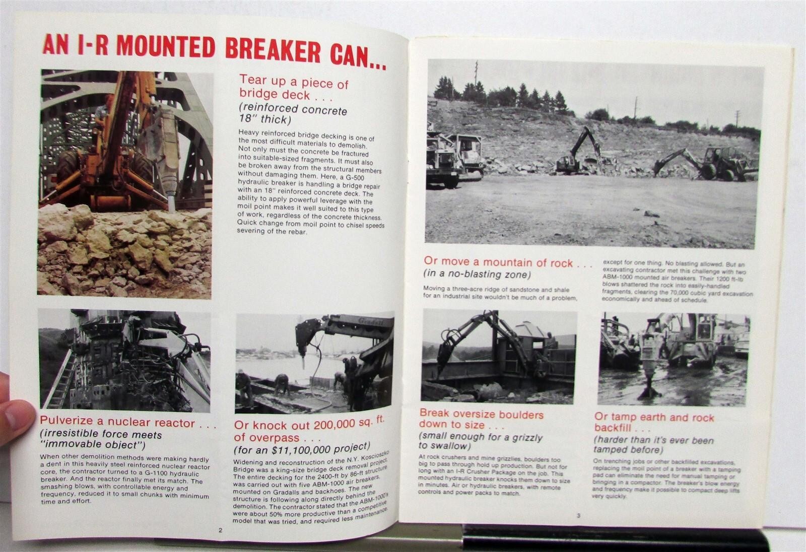 1975 Ingersoll-Rand I-R Mounted Breakers Air & Hydraulic Specs Sales Brochure