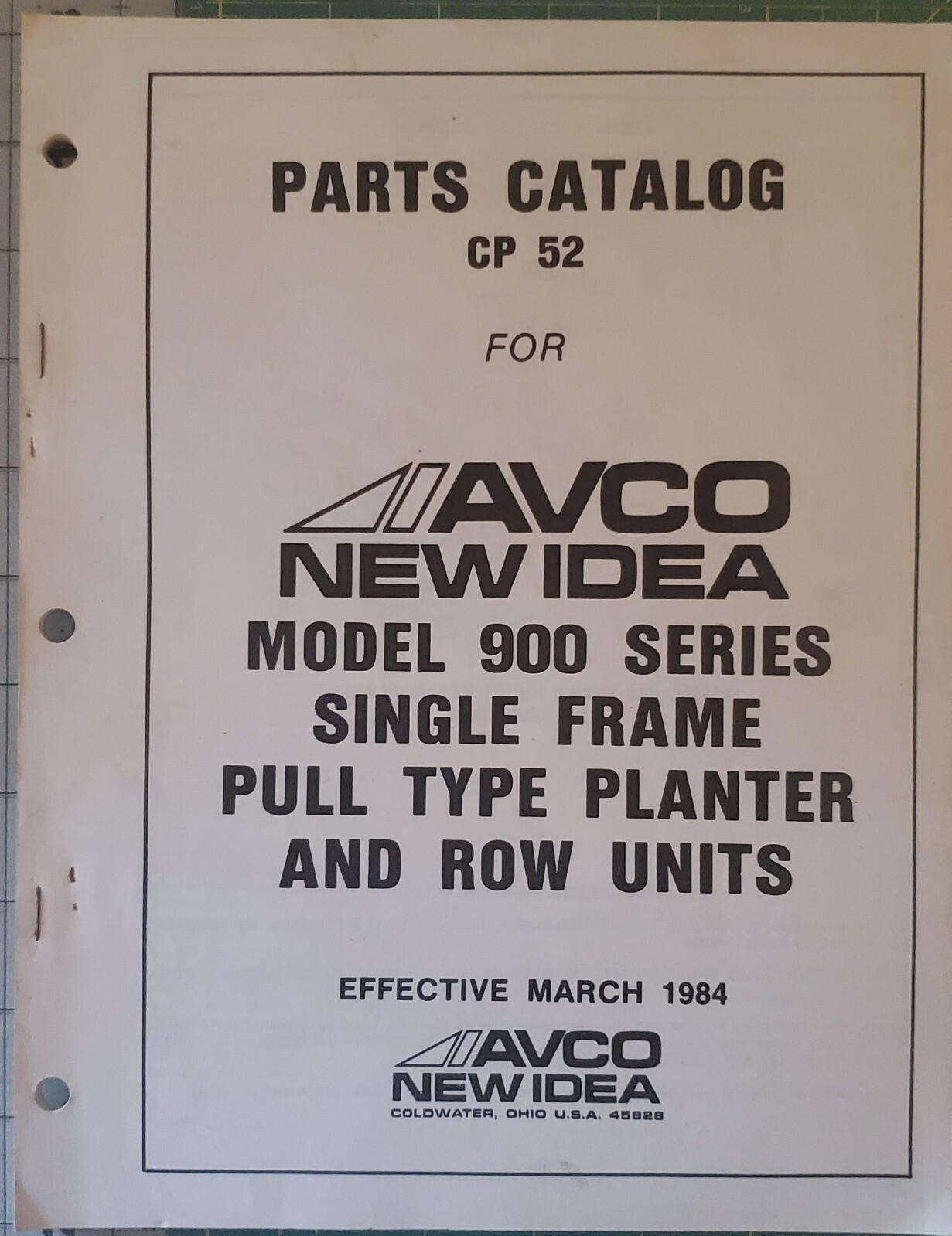 New Idea Parts Catalog for Model 900 Series Single Frame Planter CP 52