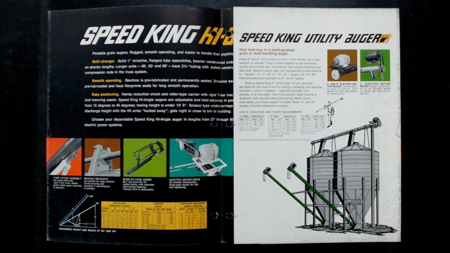 Speed King Hi-Angle 6 & 8 Portable Grain Augers Brochure Vintage