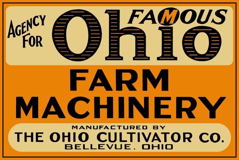 OhiO Cultivator Co., of Bellevue, OhiO NEW Sign 16&Prime;x24&Prime; USA STEEL XL Size 4 lbs