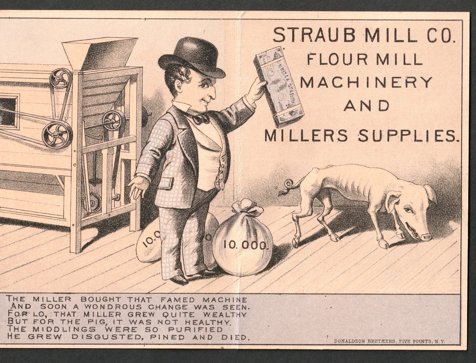 Millers Pig Farm Snow Flake Flour Mill Machine Novelty Trade Card Card SR.f.sF