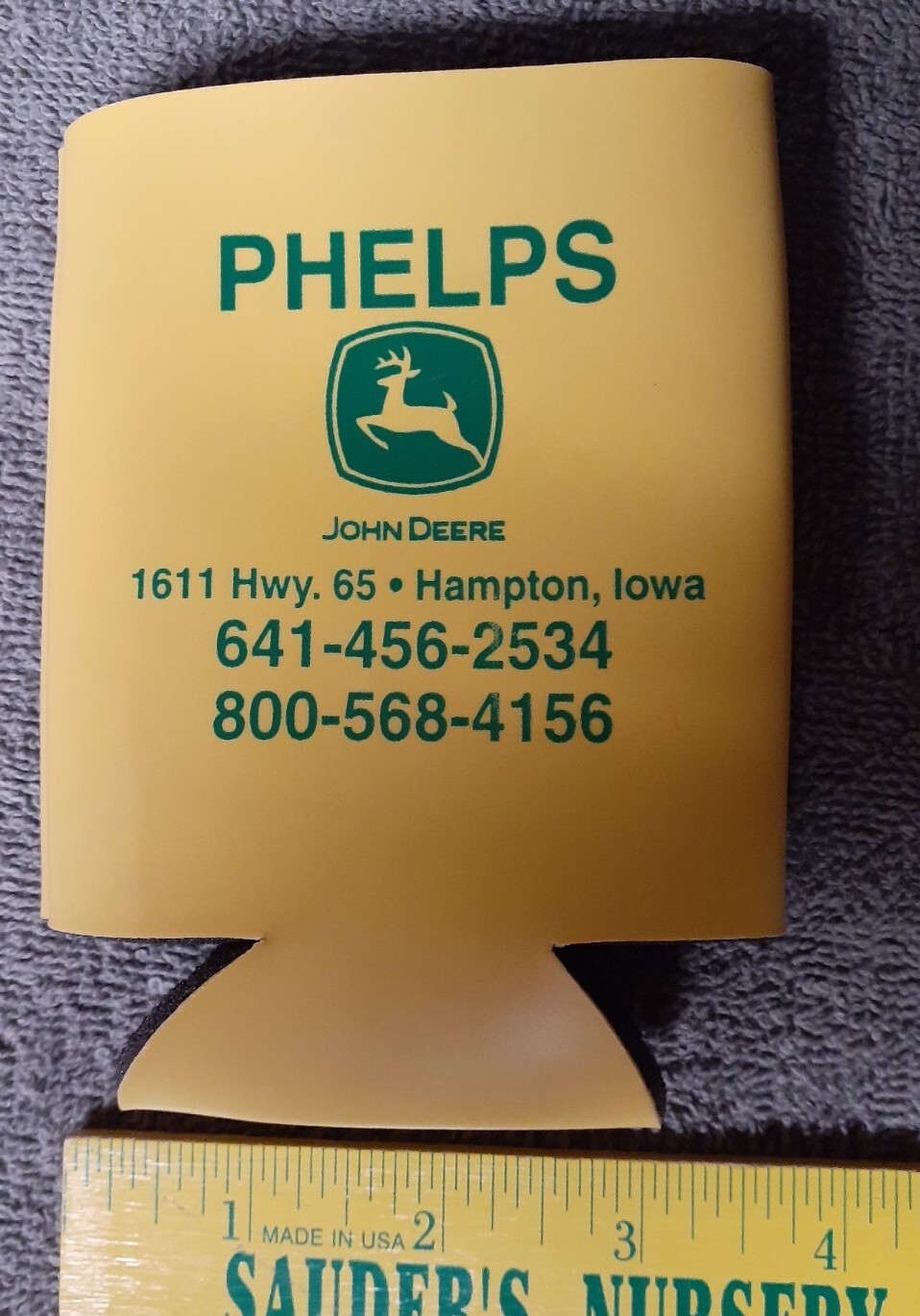 Phelps Can Cozy With John Deere Logo