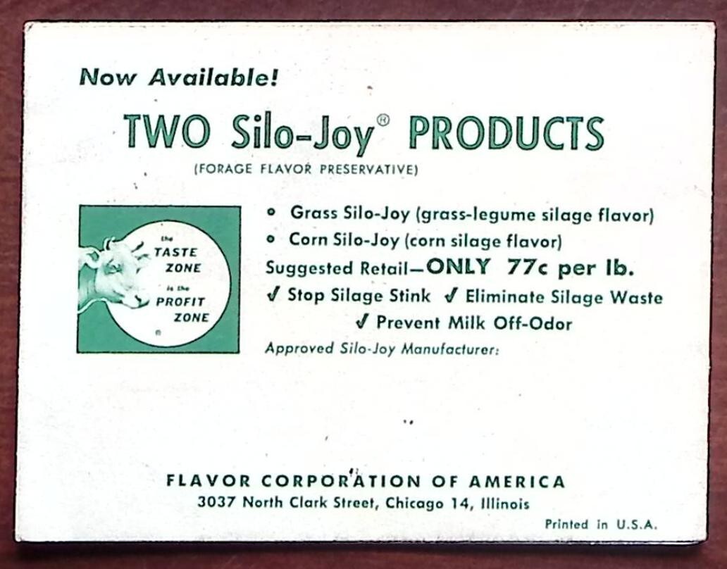 1960 SILO-JOY PRODUCTS MAR-GRO SUPPLY CO LANCASTER PA FOLD OUT ADVERTISING Z6546