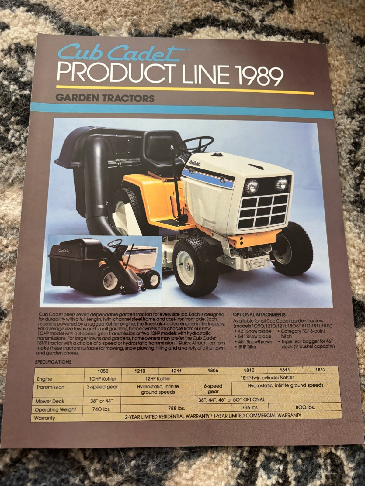 Cub Cadet Garden Tractors For 1989 Brochure FCCA25