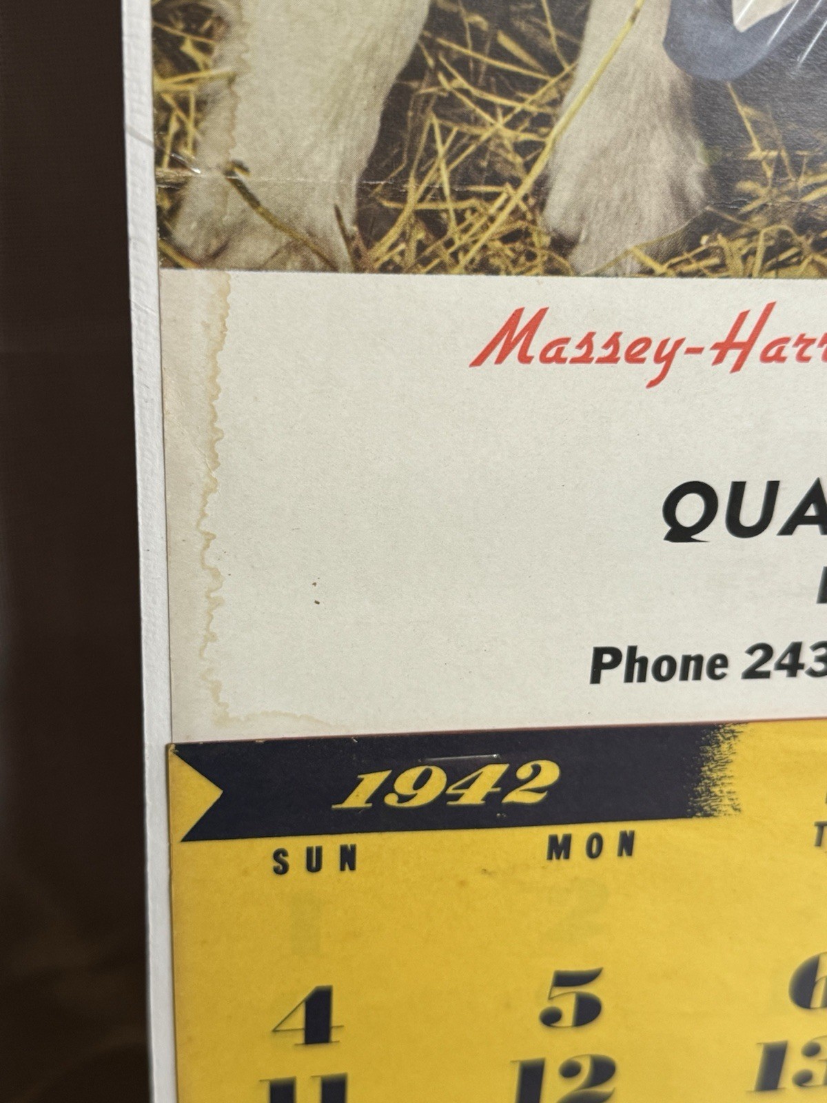 Ultra Rare Large Massey Harris Tractor Co Advertising Calendar 1942 App 25” Tall