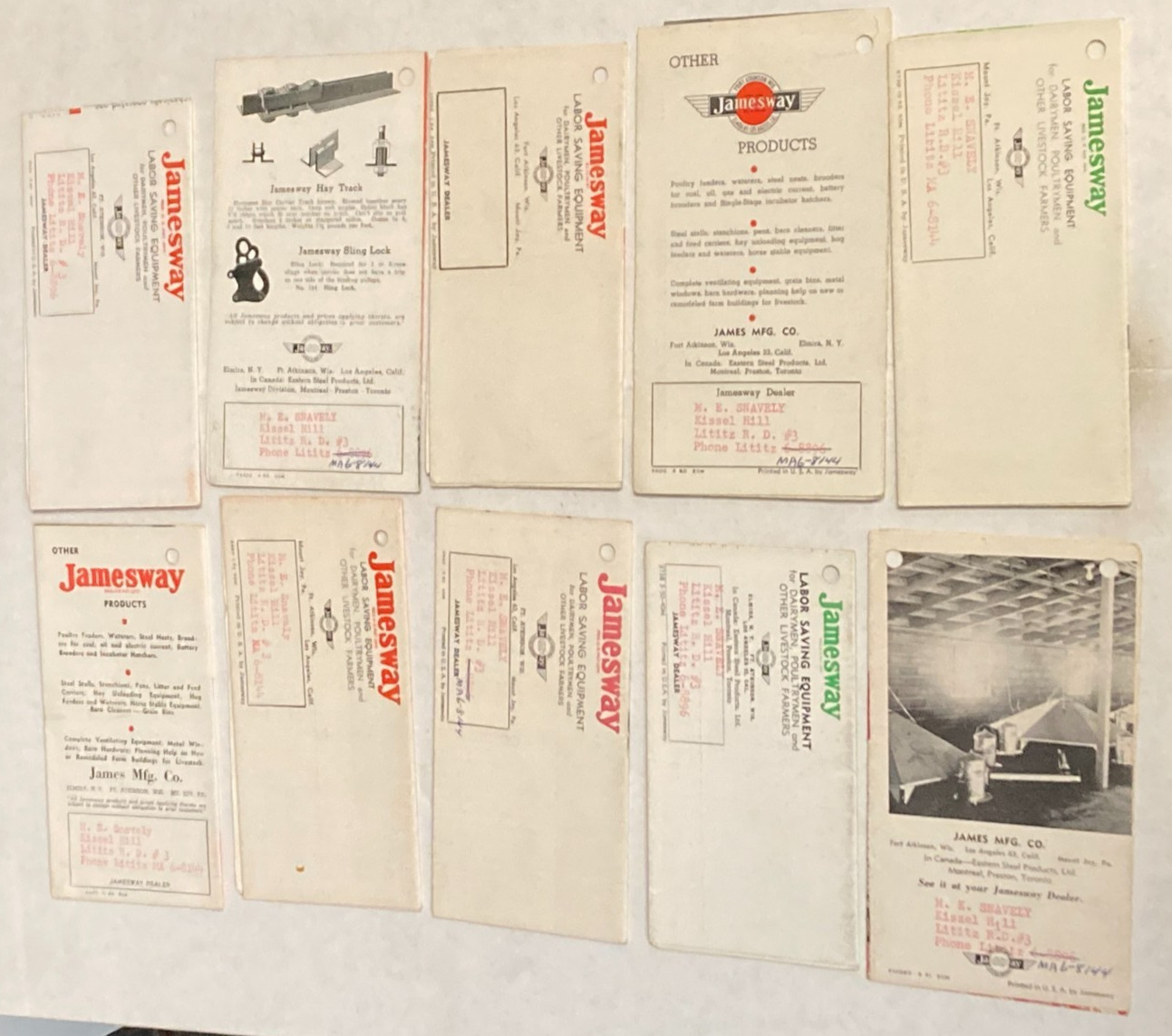 Lot Of 10 Vintage 1950s Jamesway Farming Agriculture Brochures